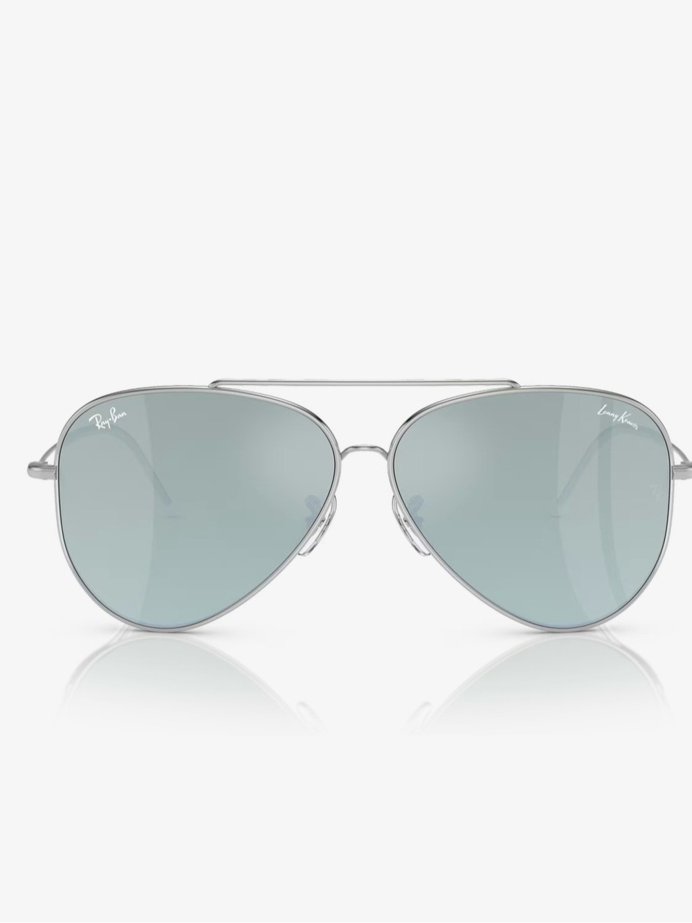 Ray-Ban Silver Aviator Sunglasses with Light Blue Lenses